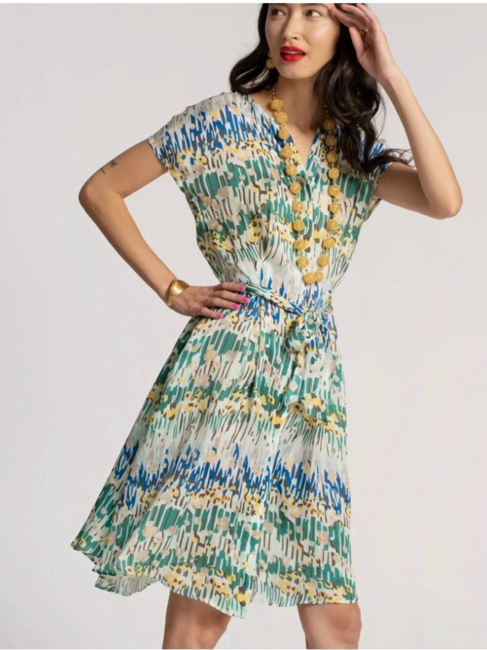 FRANCES VALENTINE Anna Slope Dress Meadow Print Size XS